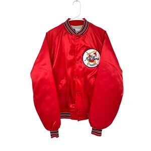 Toledo Mud Hens Satin Bomber Jacket Vintage 80s Minor League Baseball Mens L